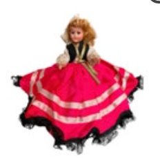 Vintage 8” Sleep Eye Doll Folk Costume Red Dress Black Vest Not Marked