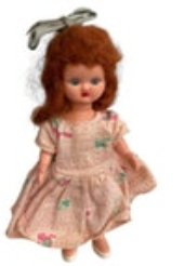 Vintage Hollywood Doll Company Girl Doll 5" Plastic 1950s Horse Dress