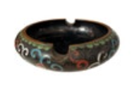 Vintage Chinese Cloisonné Enamel Floral Ashtray Gilt Brass