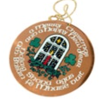 Round Irish “Merry Christmas And Happy New Year Copper Ornament Shamrock