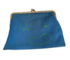 Vintage 1960s Small Golf Cosmetic Case Purse Blue Canvas Kiss Lock Coin Purse