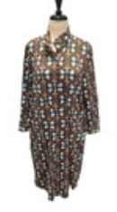 J McLaughlin Stretch Shirt Dress Womans S Brown Floral Collared 3/4 Sleeve