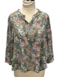 J Jill Small Popover Pintuck Top Blouse Floral Boho Summer Preppy