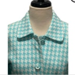 DONNA RAE New York White & Blue Houndstooth Jacket Women Sz 6 100% Cotton READ