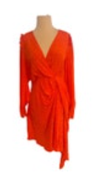 ESSENTIEL Antwerp Orange Silk Midi Length Wrap Dress Size 42/ US 10
