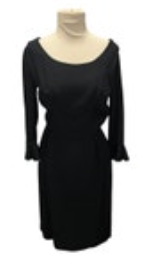 Vintage L'Aiglon 60s Black Cocktail Dress School Girl White Lace Collar Cuffs