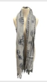 Seed Heritage Blue White Floral Paisley Print Fringed Scarf 100% Cotton India