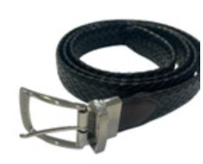 Mens Long Braided Black Brown Reversible Woven Leather Trim Dress Belt 54"