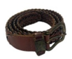 Nautica Vintage Brown Leather Woven Braided Belt Sz 34 Made in Turkey 1.25” wide