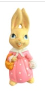 Bunny Rabbit Chalkware Figurine Vintage Easter Decor Handpainted