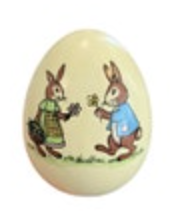 Vintage Handmade Ceramic Mold Yellow Easter Egg Bunnies Cross 1980 Bunny
