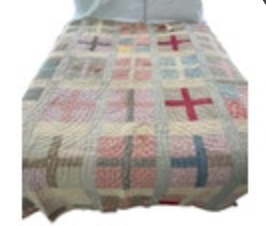 Vintage Handmade Cross Style Quilt Patchwork As Is Cutter Estate Piece
