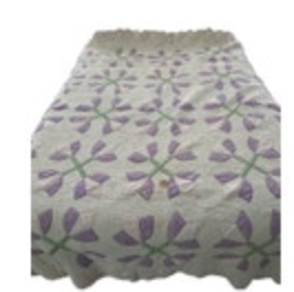 Vintage Applique Hand Stitched Cotton Floral Quilt 86 X 86 Cutter AS IS *READ