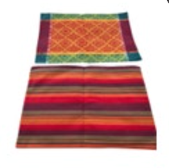 Set of 2 Woven Striped Placemats Reversible Rectangle EUC Fiesta Bright