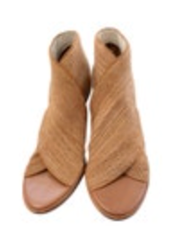 Matt Bernson Jette Woven Open-Toe Heeled Booties Camel Brown Size 6
