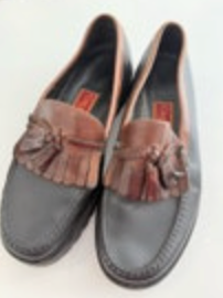Cole Haan Shoes Mens Size 9 Black Brown Leather Loafers Slip On Tassle Fringe