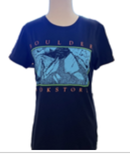 Black Graphic Boulder Bookstore Gildan Softstyle Womens T-shirt Size L