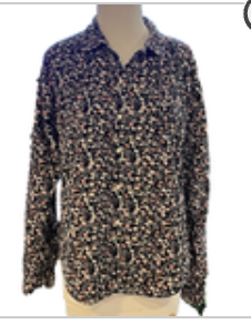 Trovata Birds Of Paradise Black Floral Button Up Long Sleeve Shirt Medium Autumn