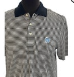Cutter & Buck DryTec Polo Shirt Men S Blue White Striped North Carolina Tarheels