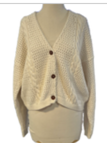 VTG Modern Essentials Ramie Cotton Cable Knit Cardigan Sweater 90s Beige Large