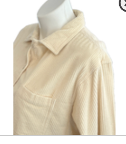 LL Bean Shirt Womens 1X Plus Beige Corduroy Lined Wide Wale Shacket Jacket Top