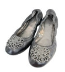Black Leather Tahari Valerie Ballet Flats Shoes US Size 7M Metal Flower Accent