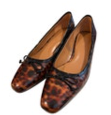 Talbots Size 8M Vanessa Animal Print Patent Leather Bow Block Heel Tortoiseshell