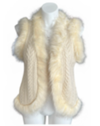 Shyanne XL Off White Faux Fur Cableknit Boho Vest Country Western NWT MSRP $55