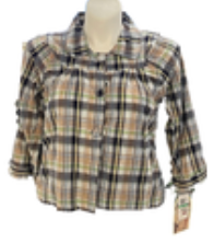 NWT Art and Soul 3-Button Plaid Swing Jacket Size Large 100% Cotton