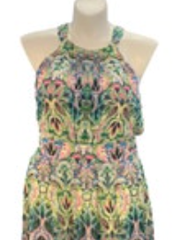 Eliza J Multi Colored Halter Neck Chiffon Maxi Fit n Flare Dress Women's Size 14