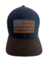 Columbia Men's Tree Flag High Crown Flex Fit Mesh Ball Cap Hat (Blue/Brown)