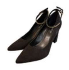 Marc Fisher Ankle Strap Block Heel Pointed Toe Pumps 8.5 M Black Barns Chain