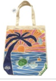 Earth Breeze Canvas Tote Bag Tropical Turtle Palm Tree Vacation Travel Beach