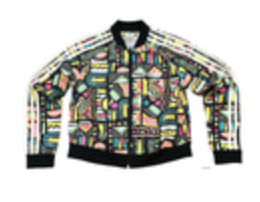 Adidas Youth Boys M (11-12) Black Geo Colorful Full Zip Jacket 3 Stripes Track