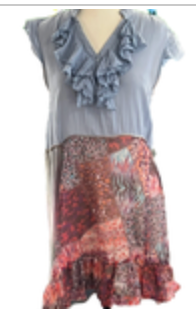 Upcycle by Jelbel Boho Hippie Dress Artsy Denim Hi Lo Cottagecore READ