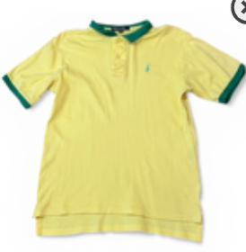 VINTAGE Polo Ralph Lauren Youth Size 18 L Solid Yellow Green Trim Polo Shirt