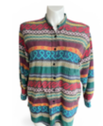 VTG 80’s ANGELIQUE NYC Jacket Multicolor Aztec Design Full Zip Cotton Size L
