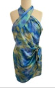 Belle by Badgley Mischka Dress Lexi Halter Twist Front Wrap Size 10 Watercolor