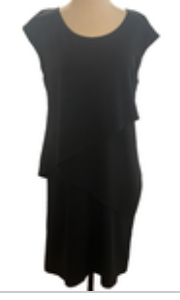 LAFAYETTE 148 NY Layered Sheath Dress Size M Black Sleeveless Midi