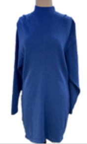 Vintage St. John by Marie Gray Women’s 10 Blue Knit Sweater Dress Mock Neck READ