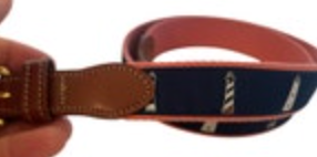 Leather Man Ltd. Top Grain Leather Canvas Belt Outerbanks Lighthouses Size 38