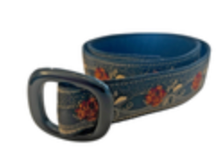 Black Red Pink Brown Floral Ribbon Belt One Size Plastic Buckle