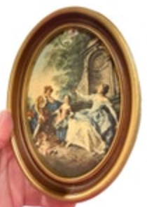 Vintage Baroque Family Portrait Mid Century Modern in Oval Plastic Frame