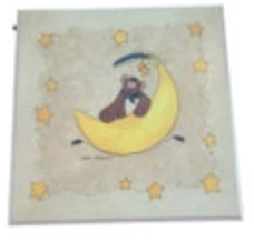 Carol Robinson Bear Moon Stars Celestial Wall Art 9" Square Nursery Decor Baby