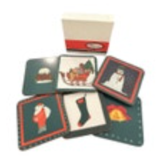 Vintage Pimpernel Assorted Christmas Coaster Set of 6 Made in England Country