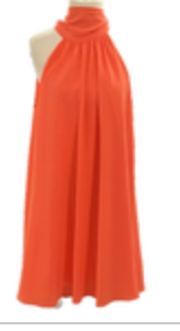 NWT Badgley Mischka 6 Coral Elise Georgette High-neck Sleeveless Trapeze Dress