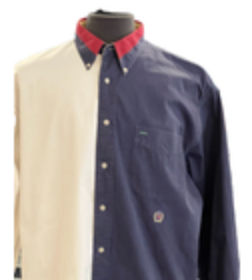 Vintage Tommy Hilfiger Shirt Mens Large Colorblock Crest Sailing Navy Cream Y2K