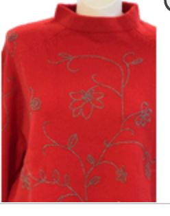Crossing Pointe Red Lambswool Sweater Size 2XL Gray Embroidery NWT