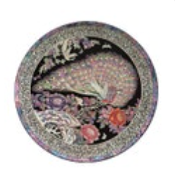 Korean Wooden Lacquer Mother Of Pearl Peacock Flowers Art Plate Home Decor VTG