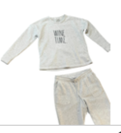 Rae Dunn Ladies Gray S Wine Time Sweat Suit Loungewear Comfy